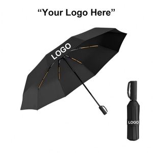Parapluie publicitaire pliant personnalisé, entièrement automatique, 20 baleines, en caoutchouc noir, anti-UV, pour l'approvisionnement transfrontalier - Product Image 2