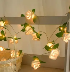 Valentinstag Nicro Flower Wall Hintergrund Panel Hochzeit Künstliche Rose Garland String Lights Led Rose Light