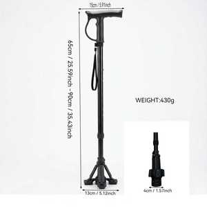 Bastón telescópico ajustable de aleación de aluminio de 65-90 cm, antideslizante, de cuatro patas, plegable, para ayuda a la movilidad de personas mayores - Product Image 1
