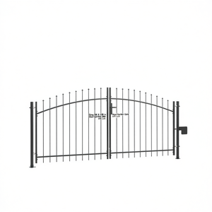 Portail de jardin en acier 59 x 118 po avec serrure, design contemporain, style battant, revêtement gris poudré - Product Image 1