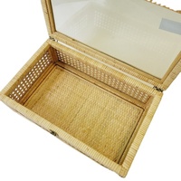 Panier de rangement en osier naturel personnalisé panier à linge jonc de mer plateau en rotin tissé couvercle en verre transparent boîte panier en rotin naturel