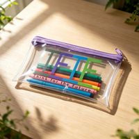 Trousse à crayons transparente en PVC avec fermeture éclair, trousse de maquillage mignonne à motif de dessin animé, organiseur de papeterie étanche pour enfants unisexe