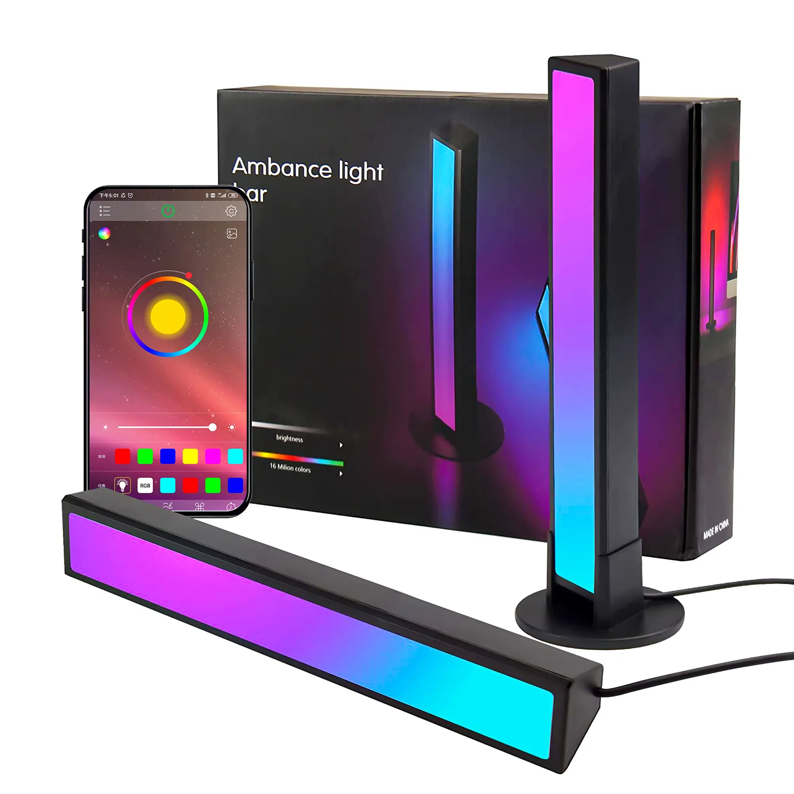 New 2 Pcs Ambient Light 12V Smart Led Bar Flow Lighting Bar RGBIC Smart LED Ambient Light Bar TV for TV PC Home Decoration