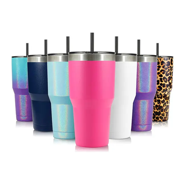 Custom Stainless Steel Double Vacuum Coffee Tumbler water bottle 20oz simple modern insulated tumbler with straw and flip lid