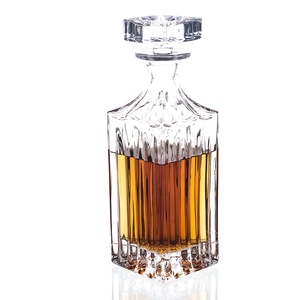 Decantador de whisky de vidrio artesanal a mano, con tapón geométrico hermético para <span class=keywords><strong>Bourbon</strong></span>, Brandy, licor - Product Image 2