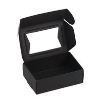 Boîte en carton noire vierge avec fenêtre découpée, emballage cadeau personnalisé, boîte d'expédition