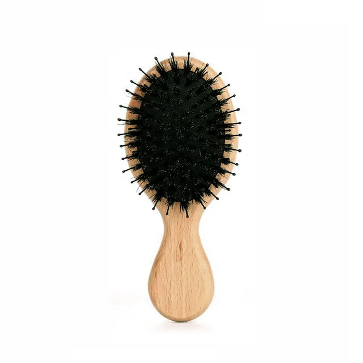 Faggio naturale Cinghiale Setola Spazzola Per Capelli Cuscino di Massaggio Anti-Statica Districante Spazzola Mini spazzola di Capelli di Legno