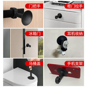 Tope de Puerta de Silicona Anticolisión Sin Taladro con Ventosa Trasera y Manija de Contacto para Instalación en Pared o Suelo para Baño - Product Image 3