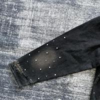 DENIMGUYS Veste en jean élégante pour hommes Manteaux en jean à impression personnalisée Streetwear décontracté Vintage Vestes en jean zippées pour hommes Manteaux