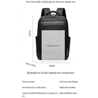 Sac à dos de voyage professionnel en nylon balistique anti-rayures avec port de charge USB, grande capacité, résistant à l'eau, pour ordinateur portable