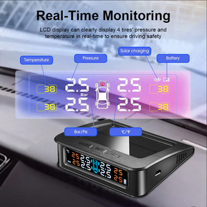 Wireless Tire Gauges Dashboard Windshield Car Tire Pressure Monitor System USB Solar Rechargeable <b>TPMS</b> - Product Image 5