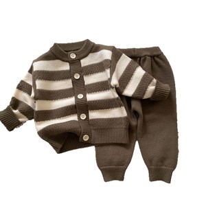 <strong>Winter</strong> Newborn <strong>Baby</strong> Knit Clothing Suit Toddler Boy Long Sleeves Striped Cardigan and Pant 2 Piece <strong>Clothes</strong> Sets Kids Sweater - Product Image 3