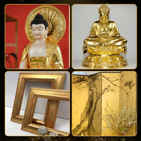 Feuille d'or véritable 23K 8*8CM 25 pièces/livre pour la peinture sur cadre, la dorure sur verre, feuille d'or