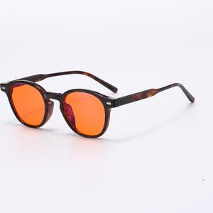 Gafas Ópticas <span class=keywords><strong>Vogue</strong></span> 2026 con Armazón Redondo de TR90 y Acetato, <span class=keywords><strong>Lentes</strong></span> Rojo Anaranjado, Bloqueador de Luz Azul - Product Image 5