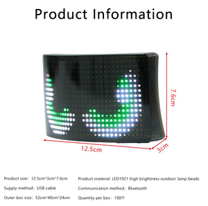 ไฟเตือนหมวกกันน็อคมอเตอร์ไซค์ LED สำหรับขับขี่กลางคืน DIY จอแสดงผล RGB LED สำหรับหมวกจักรยาน ไฟท้าย ควบคุมผ่านแอพ จอ LED แบบตั้งโปรแกรมได้ - Product Image 6
