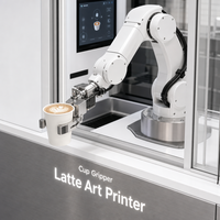 Kiosque à café robotisé à six axes avec machine à expresso commerciale, système de brassage robotique à haut rendement, usage commercial