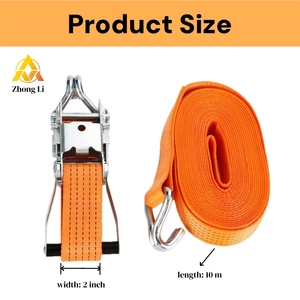 Sangles à cliquet double en J 2 "X 10m 5000kg Résistance à la rupture Attaches robustes pour le transport de marchandises, les plateaux, les remorques - Product Image 2