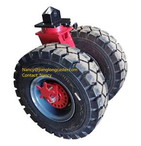 25 polegadas sólida borracha recipiente rodízios com quatro rodas rolamento 20 toneladas de resistência do patim alta temperatura e baixa temperatura. - Product Image 3