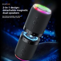Haut-parleur magnétique 2-en-1 détachable BT5.4 avec lumières RGB respirantes en tissu, appairage TWS, radio FM, portable, longue autonomie de la batterie