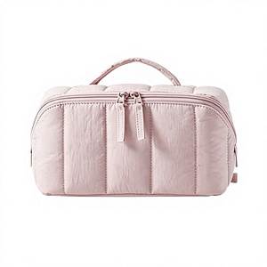 Bolsa de Maquillaje Portátil con Cierre de Nylon Ecológico, Gran Capacidad, para Viaje, Almacenamiento de Artículos de Aseo, Color Sólido, Diseño Antibacterial e Impermeable - Product Image 1