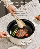 Poêle Électrique Multifonctionnelle en Acier Inoxydable, Cuiseur Vapeur 4L Antiadhésif, Marmite Chauffante à Contrôle Mécanique, Protection Contre la Cuisson à Sec, Usage Domestique