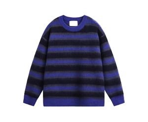 Tùy Chỉnh ODM OEM Logo Mùa Đông Của Nam Giới Đầy Đủ Tay Áo Áo Thun Áo Len Sọc Mô Hình Thoáng Khí Dệt Kim <span class=keywords><strong>Mohair</strong></span>/Len Chống Thu Nhỏ - Product Image 2