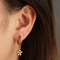 Boucles d'oreilles tendance en acier inoxydable style floral avec zircon 3A, plaqué or 18 carats, luxe léger pour femme, livraison directe transfrontalière