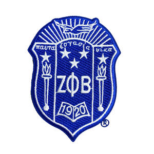 Toppa Iron-On all'ingrosso Zeta Phi Beta Shield Patch ricamata per giacca - Product Image 1