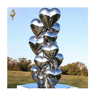 Scultura in metallo di Design moderno di arte urbana 304 acciaio inossidabile che combina la statua di mela e cuore - Product Image 4