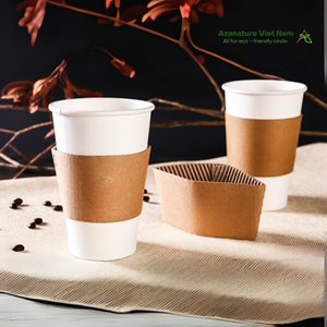 Azanature écologique biodégradable résistant à la chaleur jetable tasse protecteur Kraft papier tasse manchon pour boissons chaudes - Product Image 4