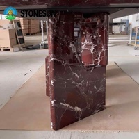 Table à manger en marbre Rosso Levanto naturel sur mesure STONESUN, mobilier de salle à manger moderne de luxe italien