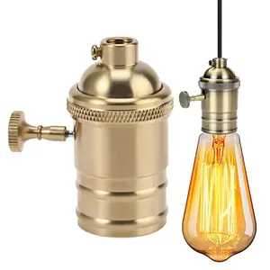 Lamp Fitting Lamphouder Gloeilamp E27 Goud Elegant Retro Stijl Schroefmateriaal Aluminium Koper Hoge Temperatuur Hittebestendigheid