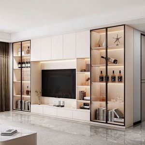 Mueble de TV de Pared de Diseño Flotante de Alta Calidad de la Serie Modern Luxury con Elevador de TV LED Oculto para Sala de Estar para Hoteles - Product Image 1