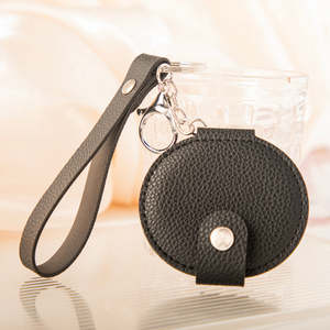 Pu Leather Compact <b>Mirror</b> With Wrist Strap And Puppy Charm Portable Folding <b>Makeup</b> <b>Mirror</b> For Women Girls Wholesale Custom Logo - Product Image 3