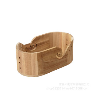 <b>Wooden</b> Yarn Bowl Oval Storage Box With Lid For Knitting <b>Wool</b> And Mobile Phone Holding - Product Image 4