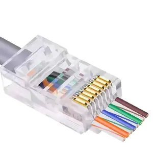 Rj45 Passeren Cat6 Cat5e 8p8c Modulaire Plug Krone Rj45 Mannelijke Connector