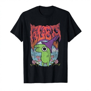 Camiseta de manga corta con estampado de dibujos animados de flores de metal pesado vintage de Smiling Friends Glep, de algodón y poliéster - Product Image 3