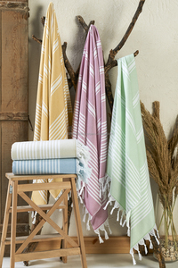 Serviette de plage Peshtemal dos éponge-Collection Terryback en gros serviette de plage 100% coton bain turc - Product Image 3