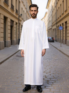 ثوب عربي إسلامي غير رسمي قابل للتنفس من البوليستر بأكمام طويلة للرجال قطر الكويت تصميم عربي إسلامي - Product Image 5