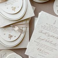 Invitations de mariage en typographie premium avec impression vanille, logo personnalisé, RSVP, papier coton, carton, fabriqué en Chine