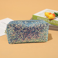 Sac de maquillage en Pvc pour femme, petite marque de luxe, confettis à paillettes, fourre-tout en toile