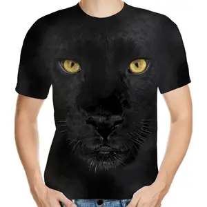 Camiseta masculina com estampa gráfica animal, gola crew, camiseta preta, dourada, amarela, marrom, impressão 3d de tamanho grande