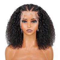 Perruque Cheveux Humains Bouclés 13x4 Lace Front Demi-Tresses Pré-Pluckées Pré-Stylisées pour Femmes Densité 220