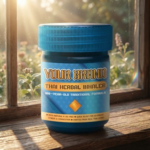 Inhalador Nasal Herbal Tailandés Auténtico en Tarro, Liofilizado, con Mentol, Alcanfor, Canela y Aroma a Limoncillo, para la Salud y el Bienestar, Exportación - Product Image 1