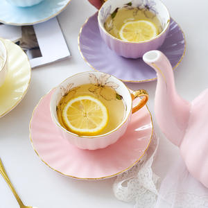 Platillo de té con forma de calabaza rosa de estilo francés de colores, cajas de embalaje, juego de tazas de té con <span class=keywords><strong>tetera</strong></span> - Product Image 4