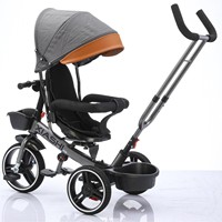 Tricycle pour enfants / poussette bébé / tricycle bébé avec pare-soleil / tricycle pliable 4-en-1 à cadre métallique avec pédales