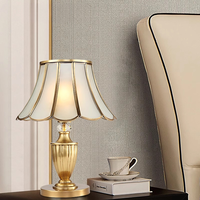 Lámpara de Escritorio de Cobre de Estilo Europeo Antiguo Retro Tradicional, con Brazo Flexible y Luz para el Cuidado de los Ojos, para Dormitorio, Sala de Estar, Estudio u Oficina