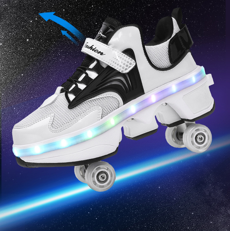Early 2000s Tennis Shoes With Roller Skates Built In Kick Speed