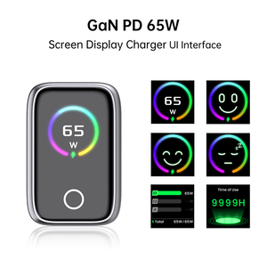 Adaptateur de <span class=keywords><strong>chargeur</strong></span> GaN Tommox 65W avec écran TFT Type-C USB Multi 65w Usb c <span class=keywords><strong>Chargeur</strong></span> ultra <span class=keywords><strong>rapide</strong></span> pour ordinateur portable <span class=keywords><strong>iphone</strong></span> samsung macbook - Product Image 3