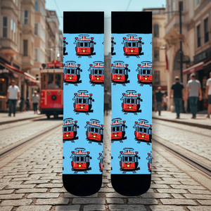 Chaussettes unisexes Taksim, 90% coton, respirantes et inodores, motif tramway, usage quotidien, tailles 37-44, flexibles, lavables - Product Image 3
